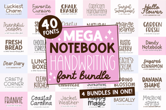 Mega Notebook Handwriting Bundle Font for Journaling